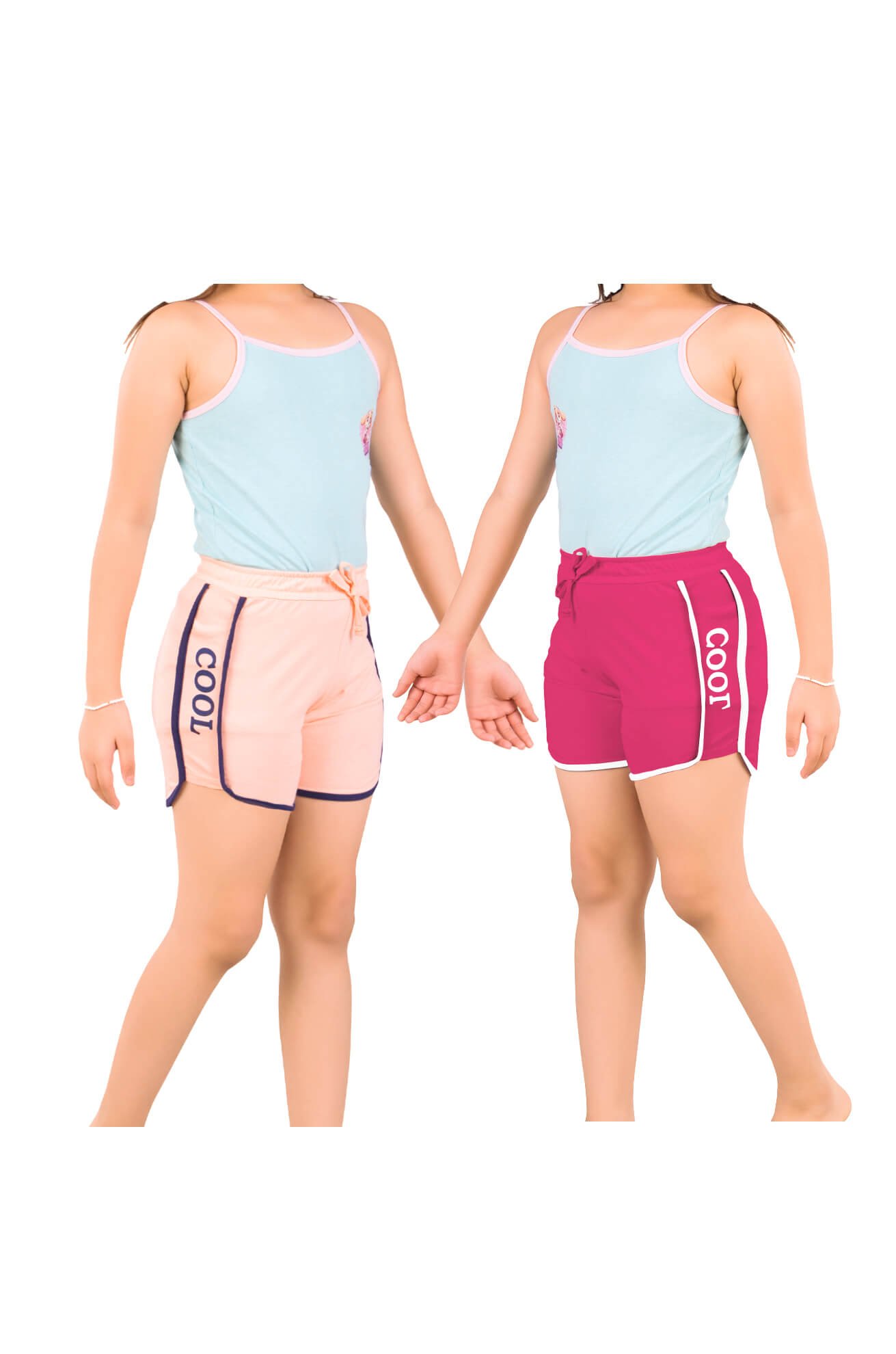 Girls ‘COOL’ Printed Hot Pant (Pack Of 2)