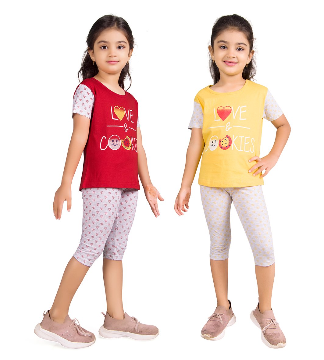 18 Combo- Girls Printed Top & Bottom Set (Pack Of 2)