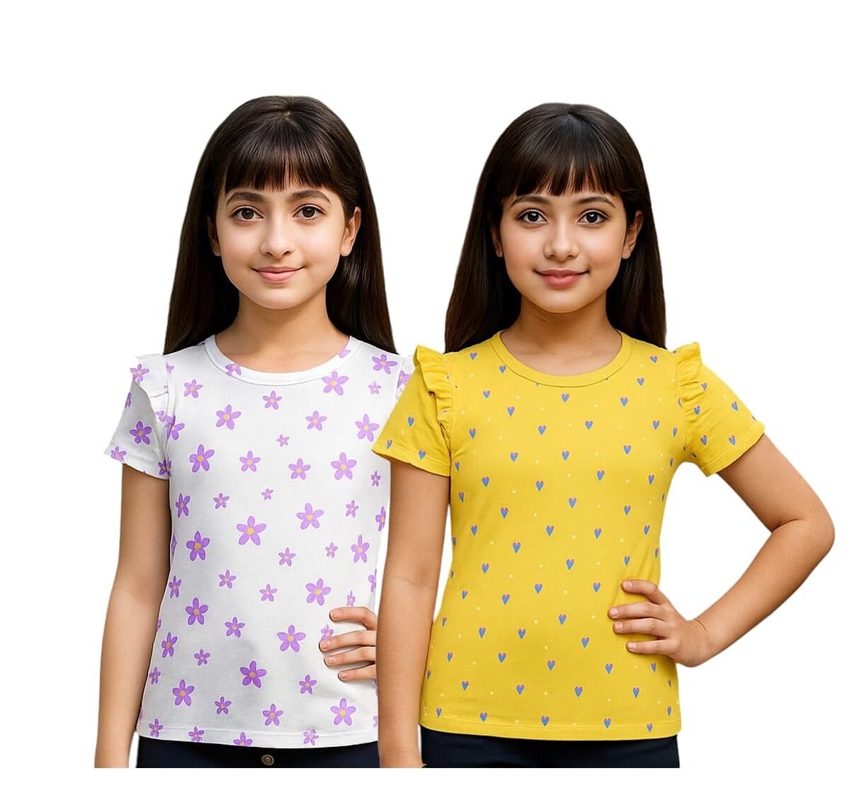 Girls Printed  Tops -Pack Of 2