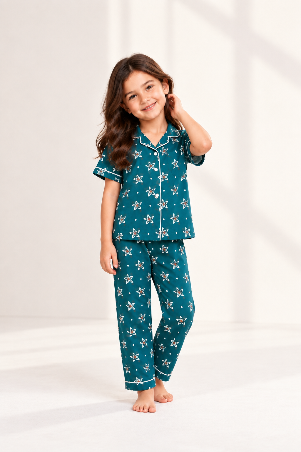 Girls’ Half Sleeve Night Suit | Comfortable Kids’ Sleepwear Set | Stylish Nightwear for Everyday Use
