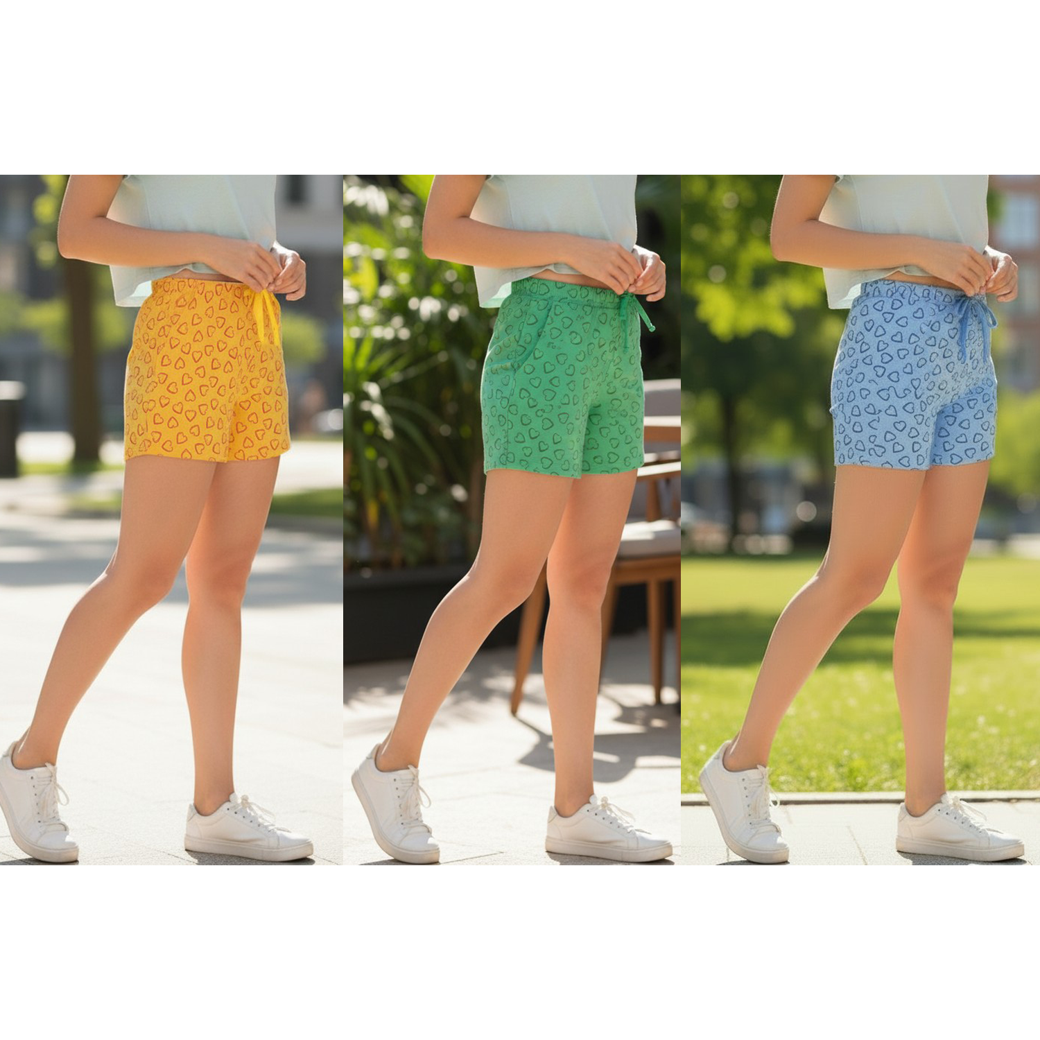 Girls Multicolor Casual Shorts(YGN)