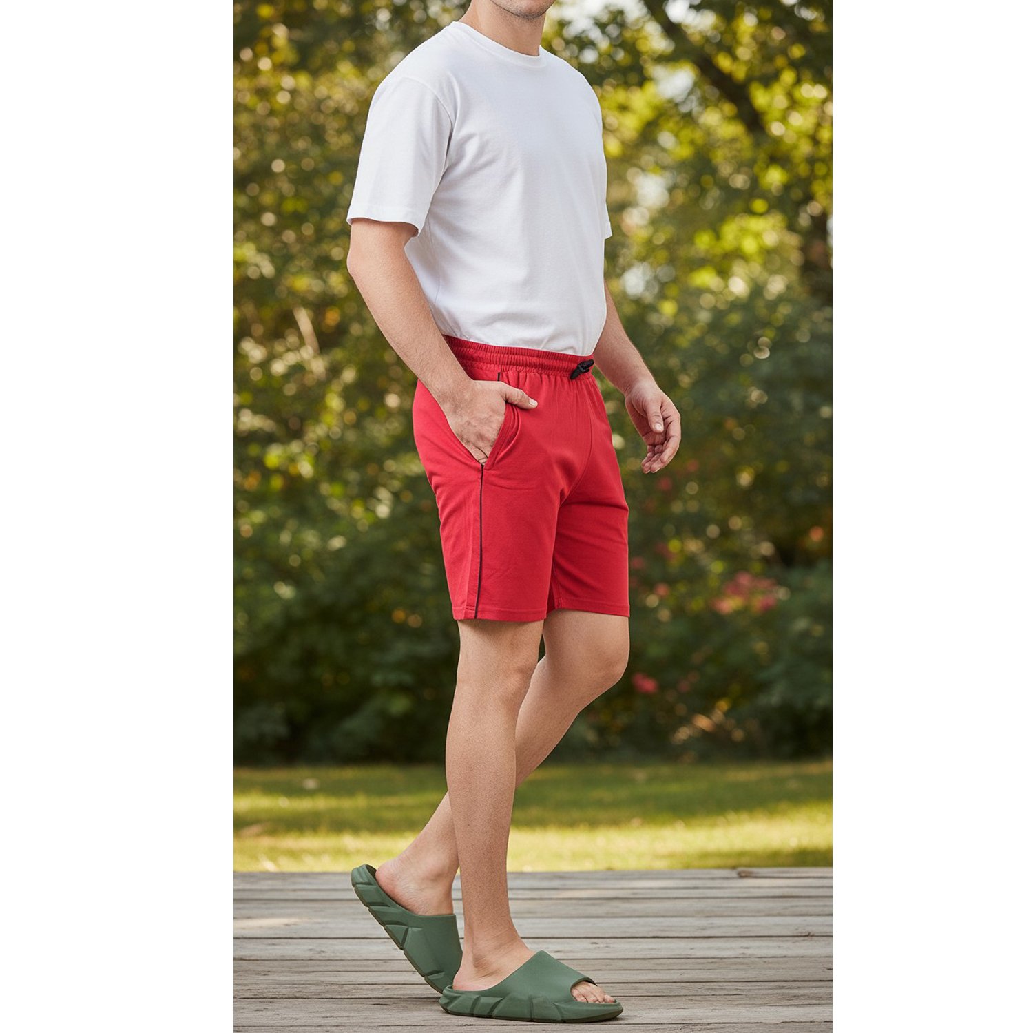 Men’s Solid Casual Shorts with Drawstring