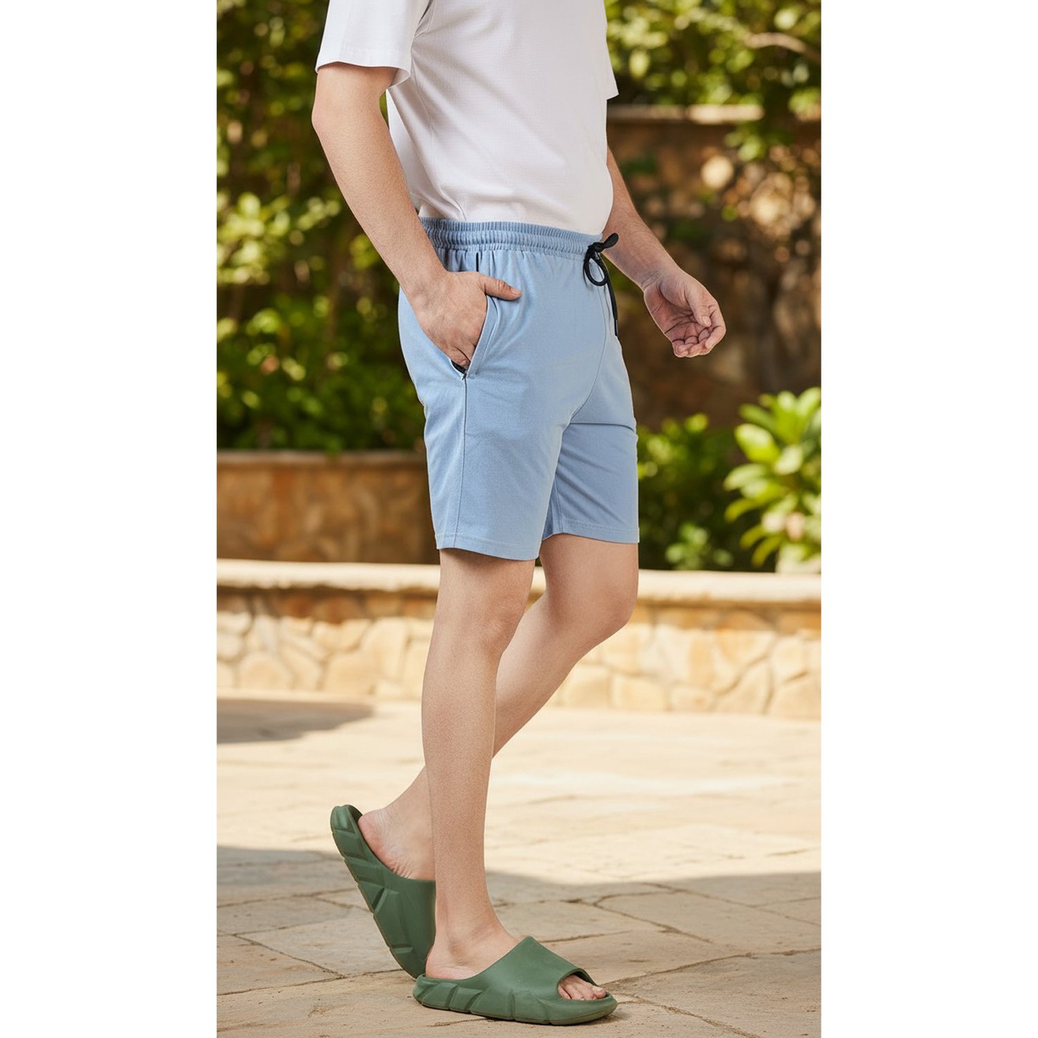 Men’s Solid Casual Shorts with Drawstring