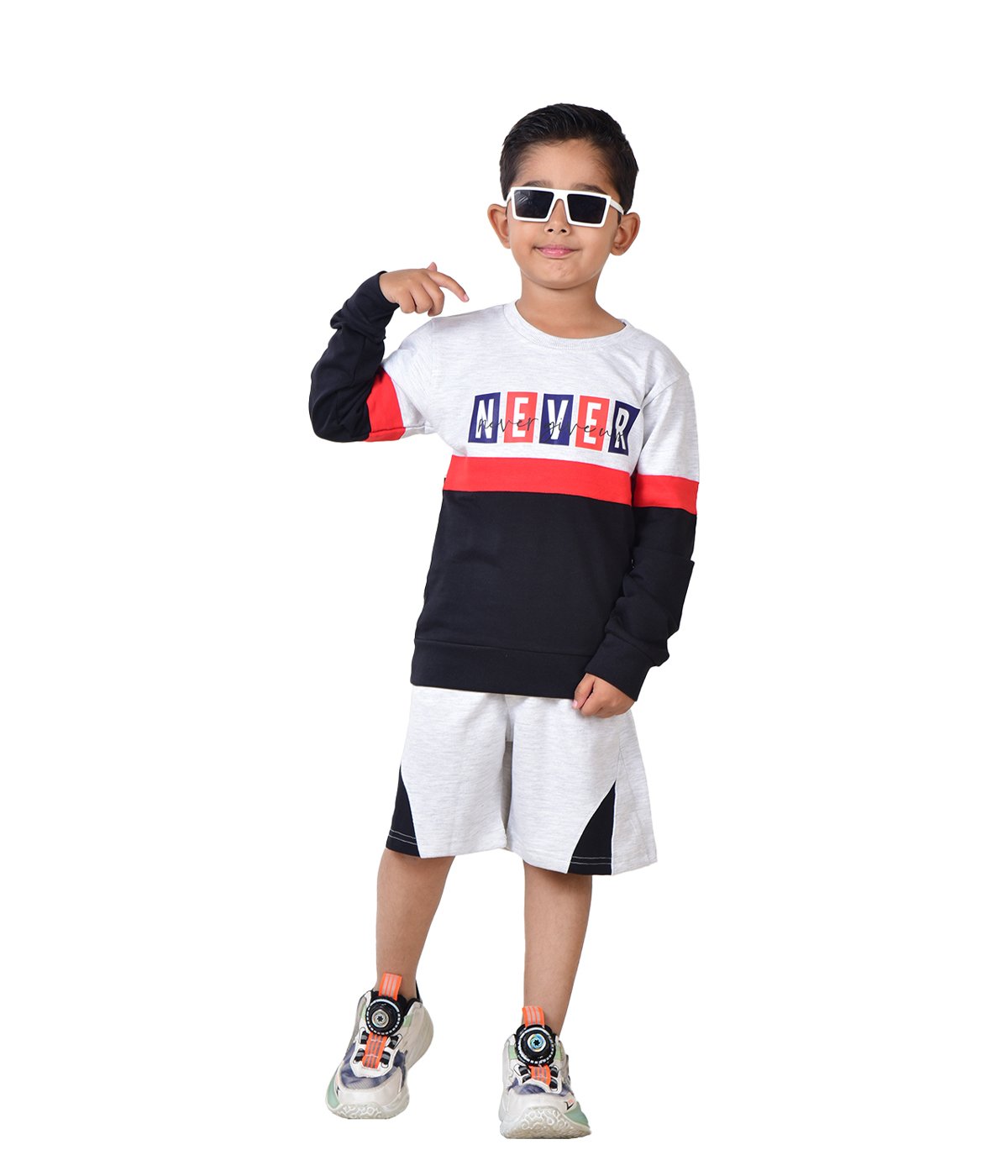 Boys Cotton Blend Sweatshirt Set | Color Block Full Sleeve Winter Wear for Kids