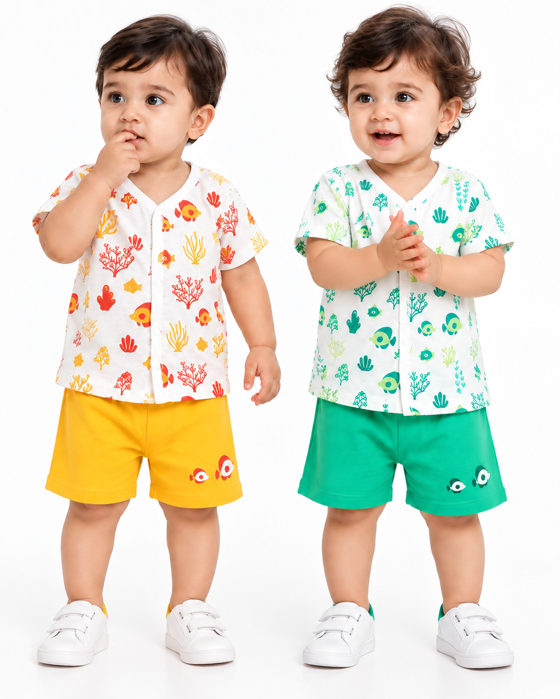 Baby Boys Pure Cotton Printed T-Shirt & Shorts Clothing Set |