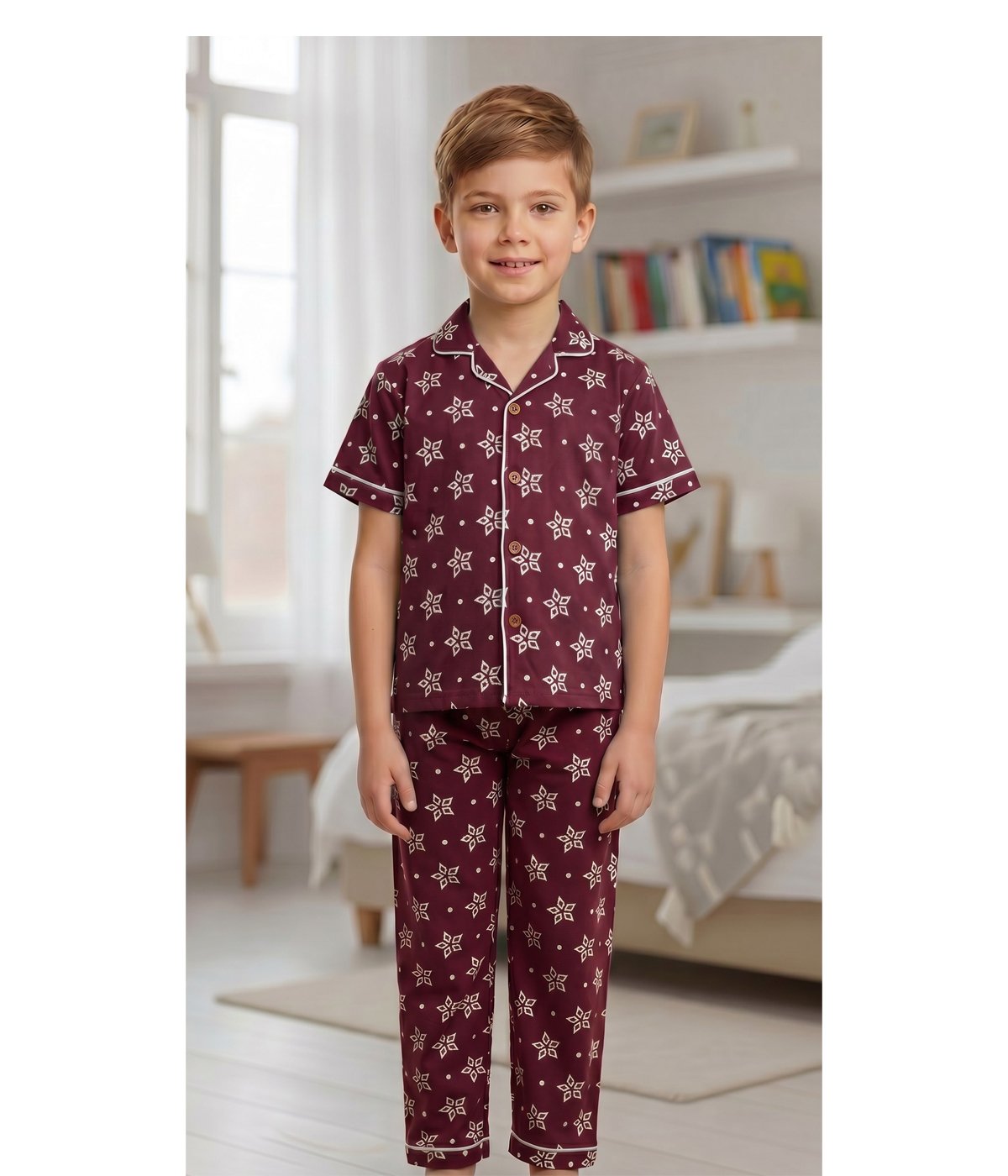 Boys’ Short Sleeve Night Suit Set II Pure Cotton II Comfortable II Pack of 1 Set