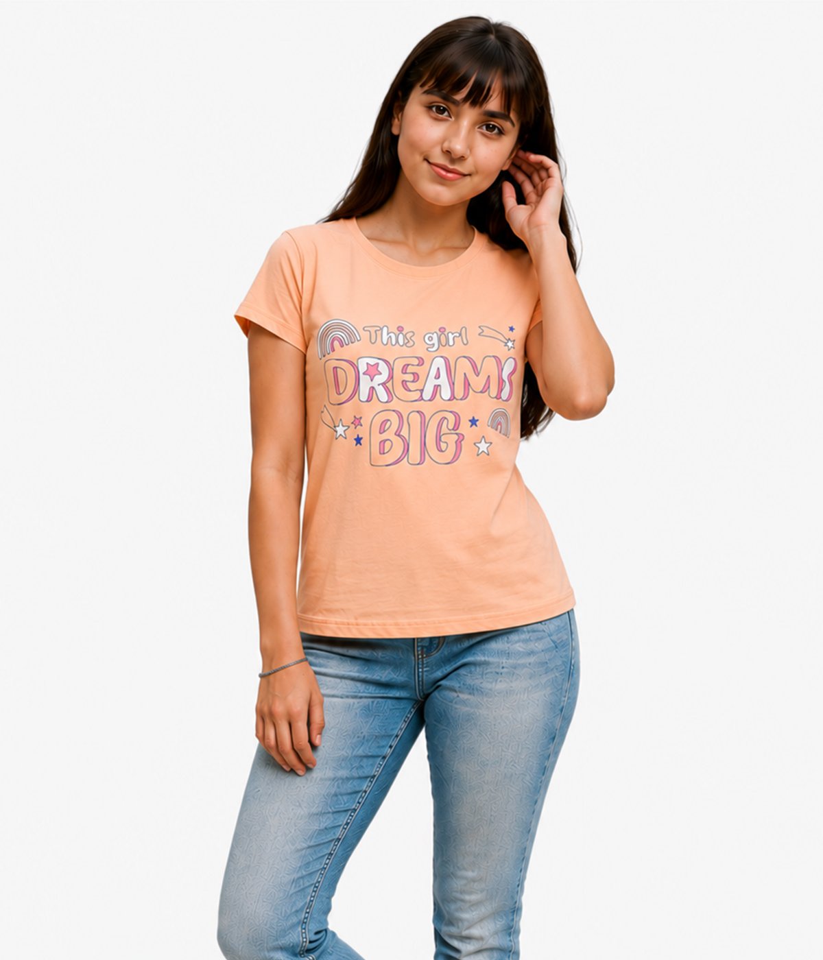 Girls Love Print T-Shirt | Cute Heart Graphic Casual Top