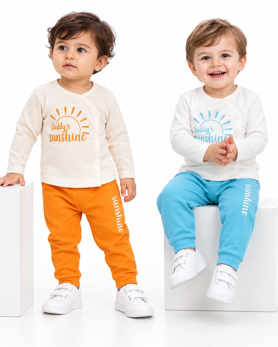 Baby Boys Pure Cotton Printed Front Open Shirt & Pant Clothing Set|