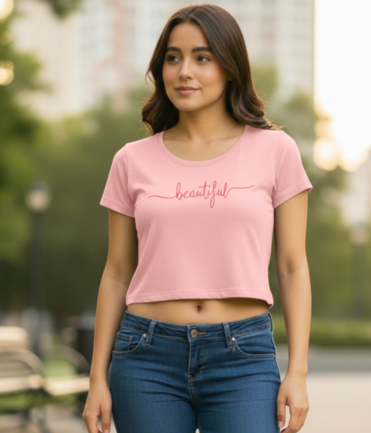 Women’s Crop Top | Cotton Blend Printed Crop T-Shirt