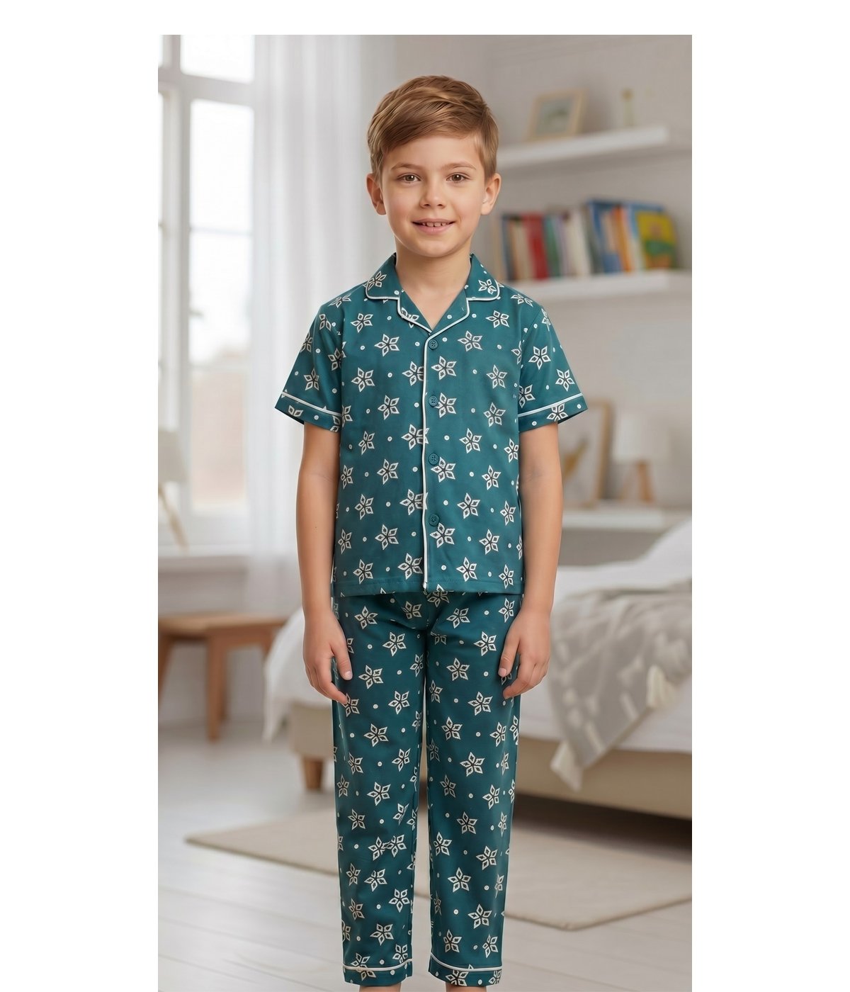 Boys’ Short Sleeve Night Suit Set II Pure Cotton II Comfortable II Pack of 1 Set