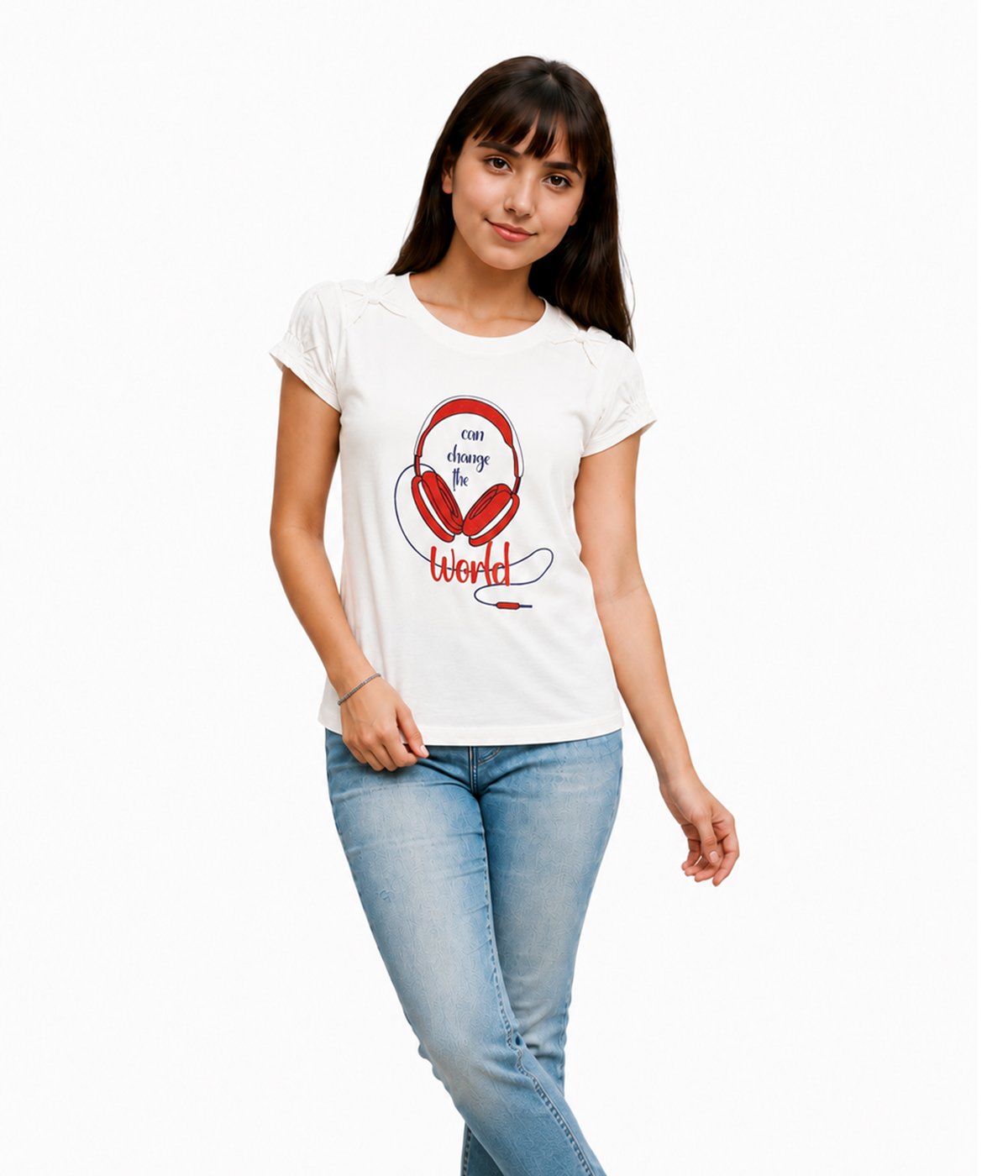 Girls Music Notes Print T-Shirt | Stylish Casual Graphic Top