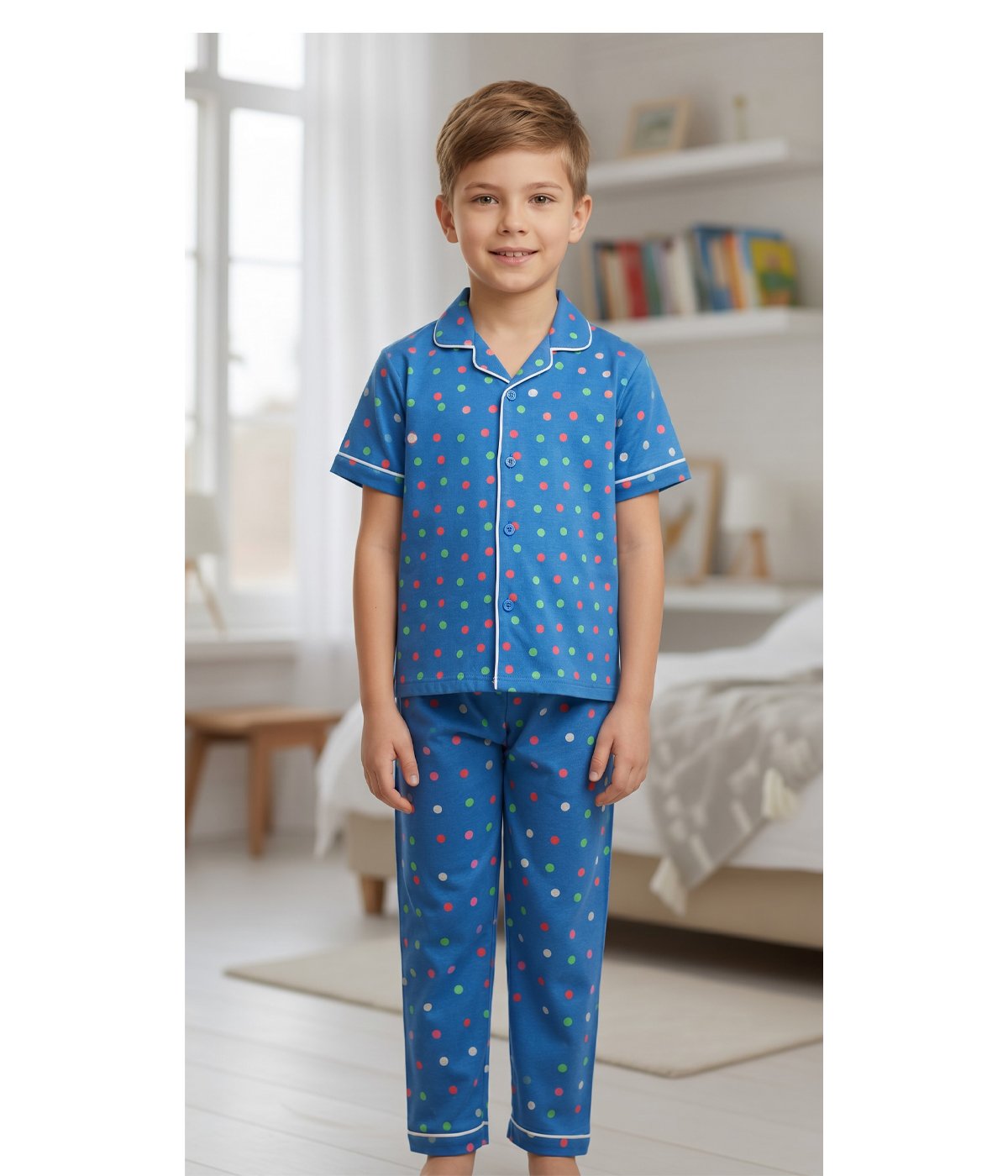Boys’ Short Sleeve Night Suit Set II Pure Cotton II Comfortable II Pack of 1 Set