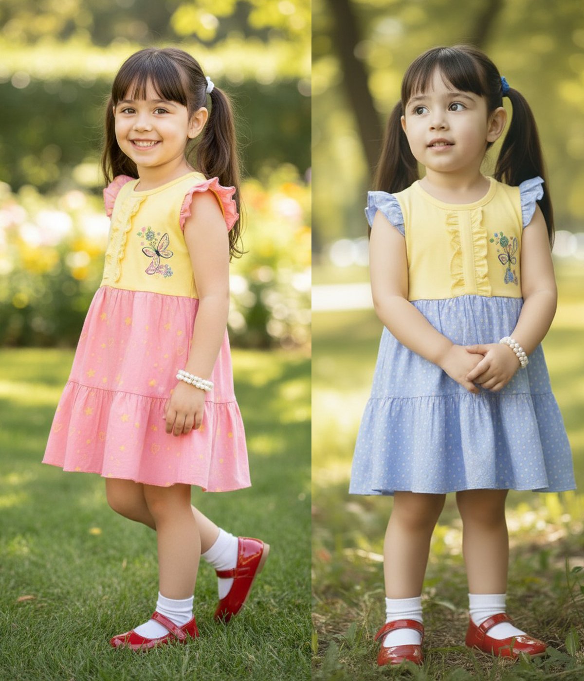 Baby Girls Frock Dress Set | Pure Cotton Sleeveless Printed |