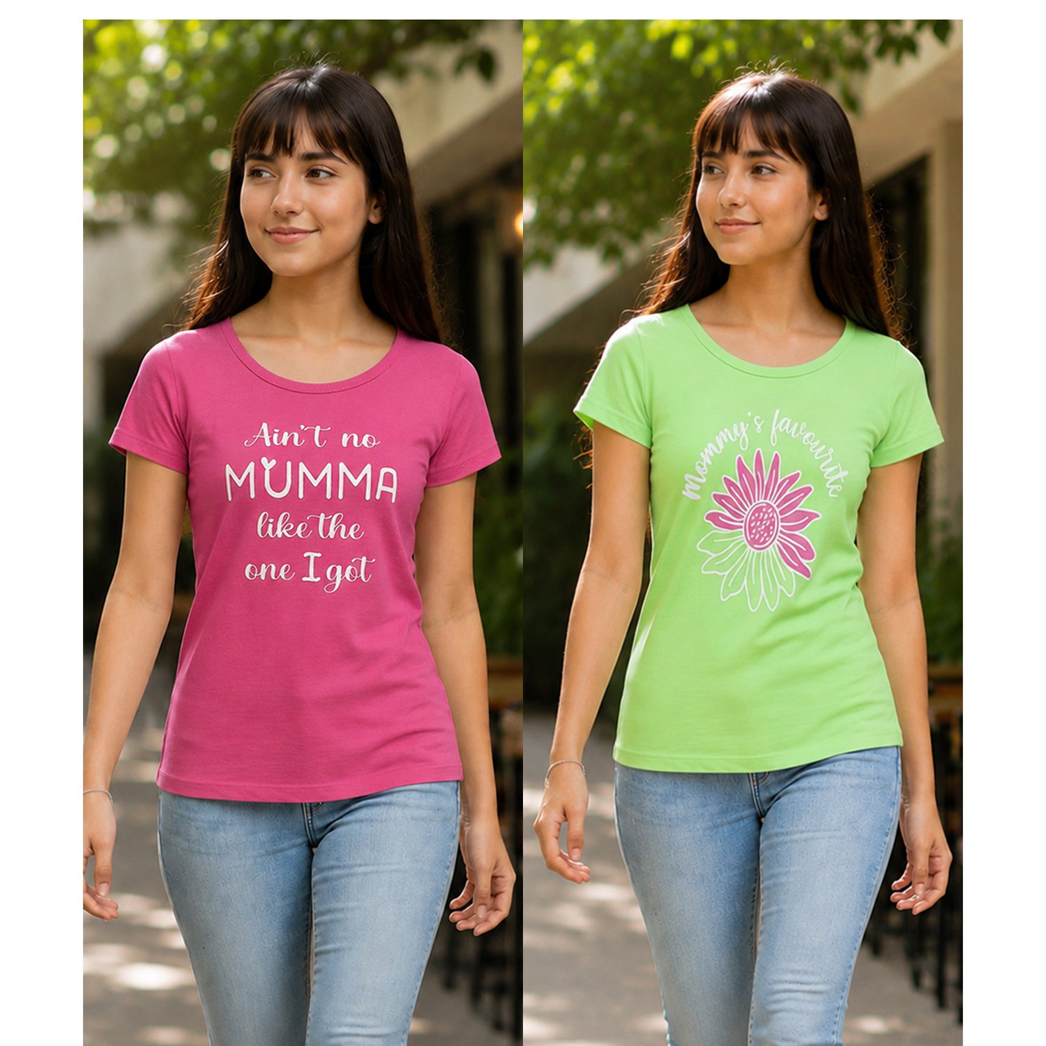 Girls Printed Cotton T-Shirt Combo Pack of 2 |