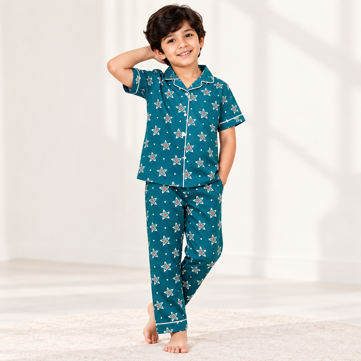 Boys’ Short Sleeve Night Suit Set II Pure Cotton II Comfortable II Pack of 1 Set