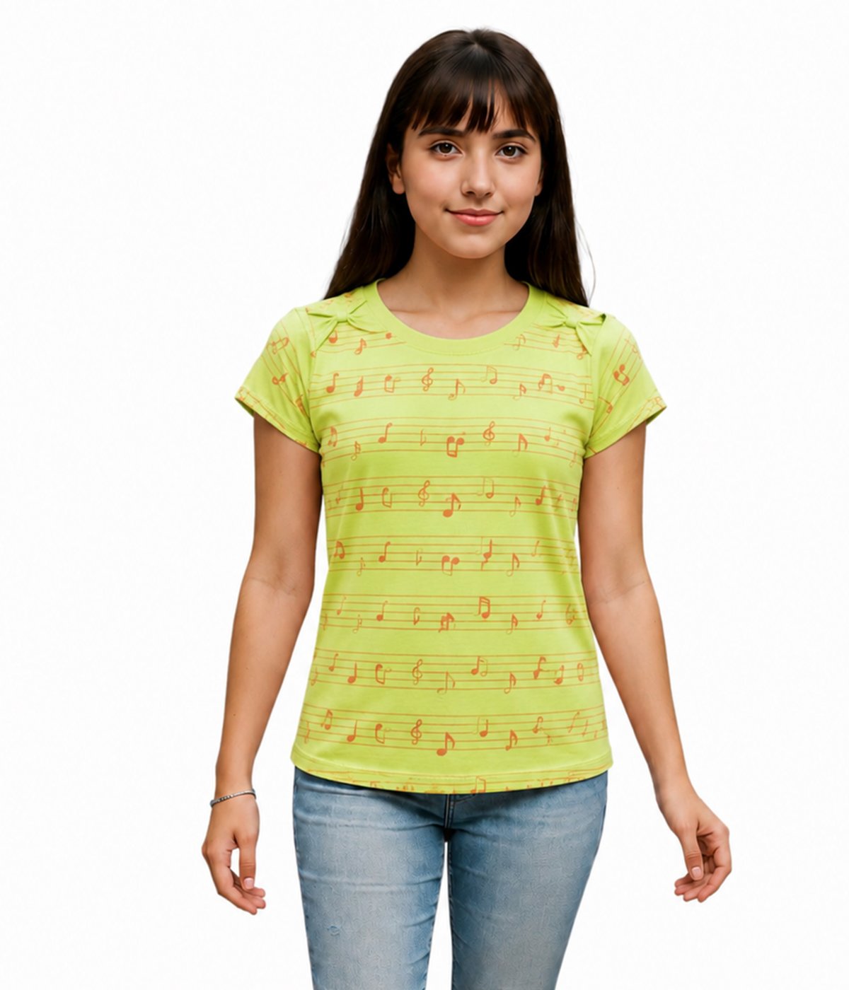 Girls Music Notes Print T-Shirt | Stylish Casual Graphic Top