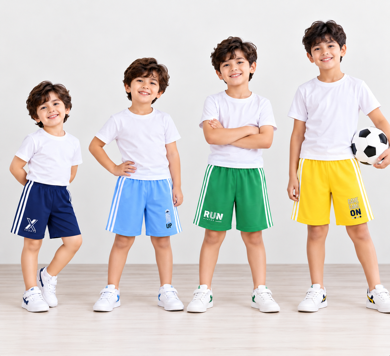 Kids Cotton Sports Shorts for Boys | Comfortable Athletic Shorts || Pack of 4