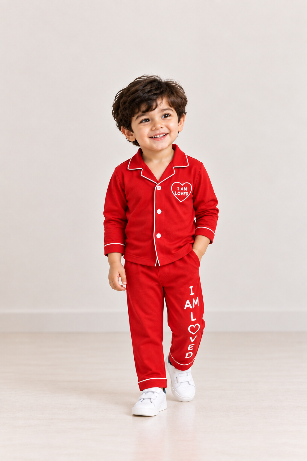 Kids Red Pajama Set | Soft Cotton Long Sleeve Sleepwear